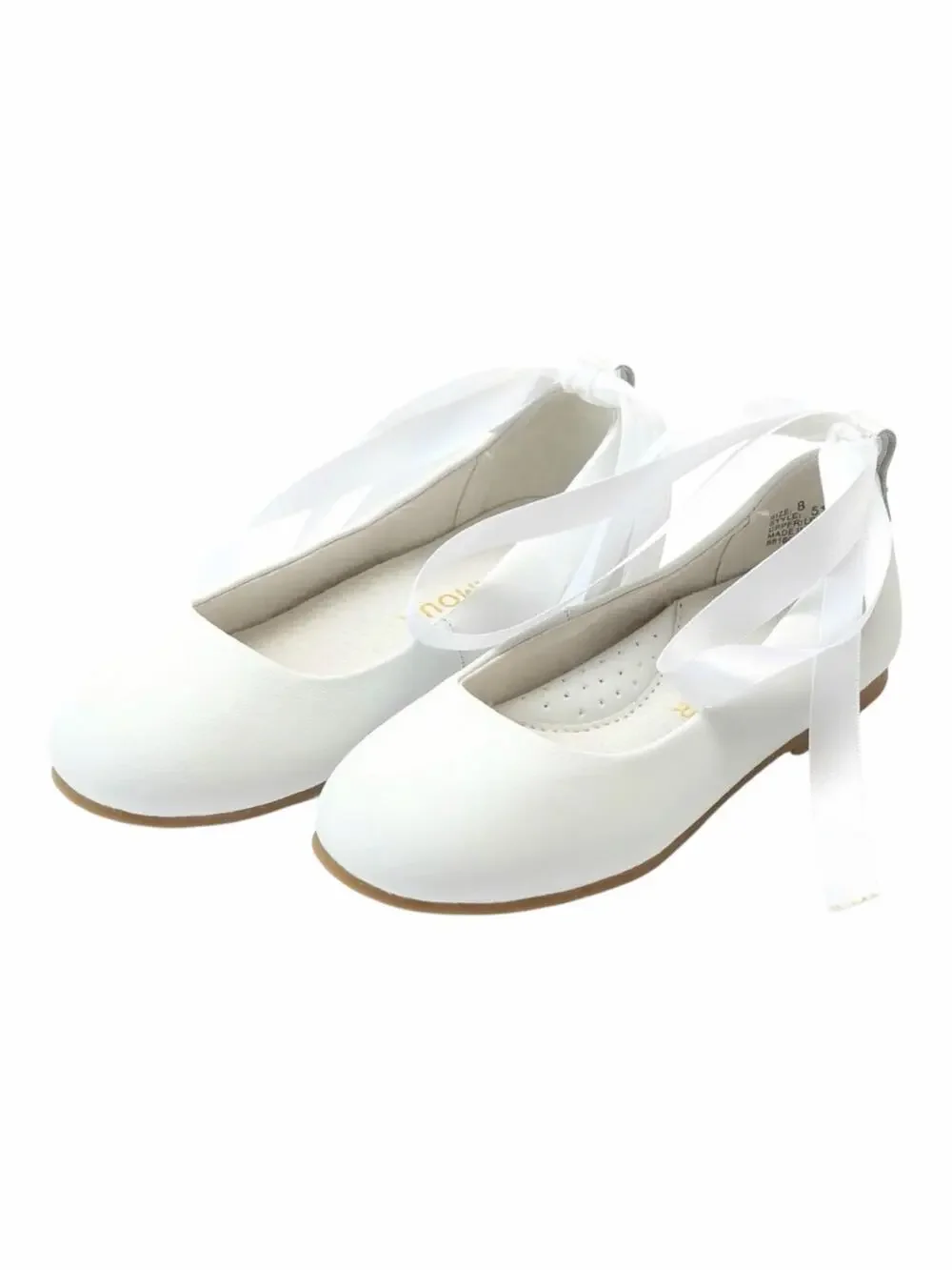 L’Amour Sylvie White Leather Laced Ballet Flats Girls Size 4 Shoes